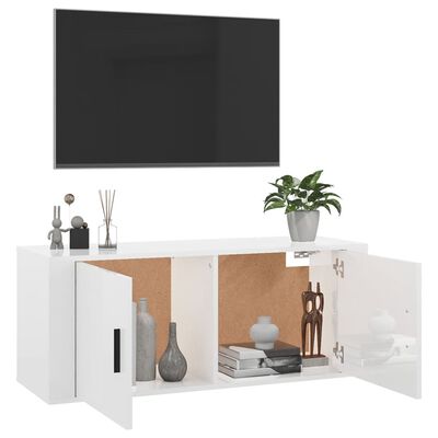 vidaXL Mobile Porta TV a Parete Bianco Lucido 100x34,5x40 cm