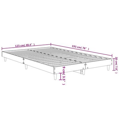 vidaXL Giroletto senza Materasso Rovere Sonoma 120x190cm in Truciolato