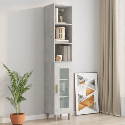 vidaXL Mobile Pensile Grigio Cemento 34,5x32,5x90cm Legno Multistrato