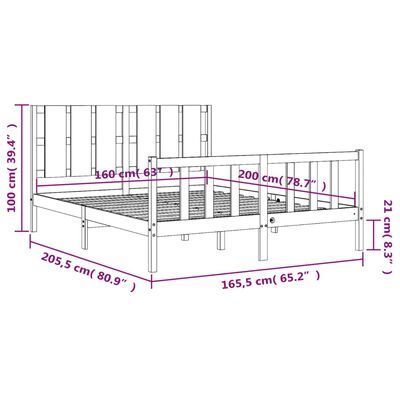 vidaXL Giroletto con Testiera 160x200 cm in Legno Massello