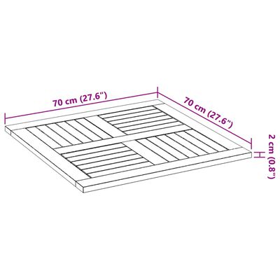 vidaXL Piano per Tavolo 70x70x2 cm Quadrato Legno Massello di Faggio