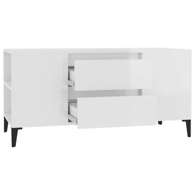 vidaXL Mobile Porta TV Bianco Lucido 102x44,5x50 cm Legno Multistrato