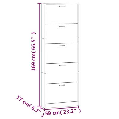 vidaXL Scarpiera Nera 59x17x169 cm in Legno Multistrato