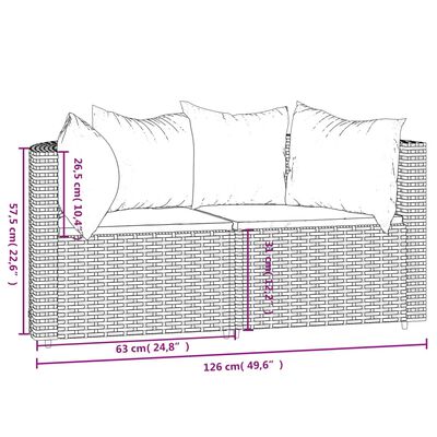 vidaXL Divani Angolari da Giardino con Cuscini 2pz Polyrattan Marrone