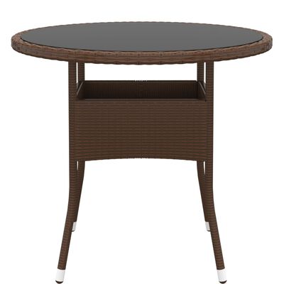 vidaXL Tavolo Giardino Ø80x75 cm Vetro Temperato e Polyrattan Marrone