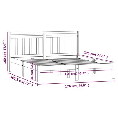 vidaXL Giroletto 120x190 cm Small Double in Legno Massello