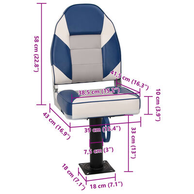 vidaXL Sedile per Barca con Supporto Girevole 360°