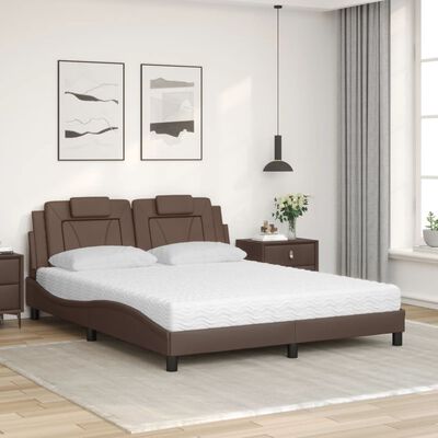 vidaXL Letto con Materasso Marrone 160x200cm in Similpelle