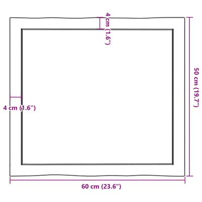 vidaXL Piano Tavolo Marrone Scuro 60x50x(2-4)cm in Rovere Non Trattato