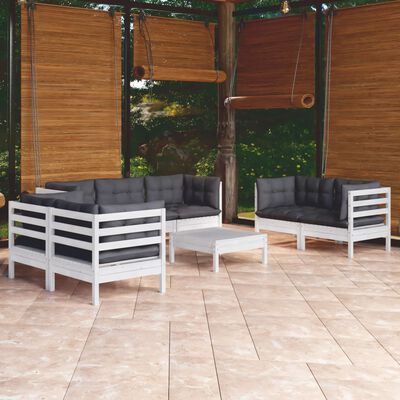 vidaXL Set Salotto da Giardino con Cuscini 8 pz Legno Massello di Pino