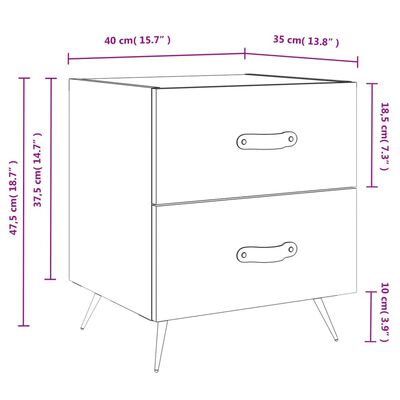 vidaXL Comodino Bianco Lucido 40x35x47,5 cm in Legno Multistrato