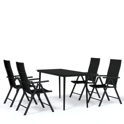 vidaXL Set da Pranzo da Giardino 5 pz Nero