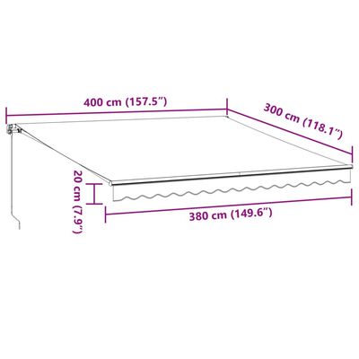 vidaXL Tenda Retrattile Manuale con LED Antracite e Bianco 400x300 cm