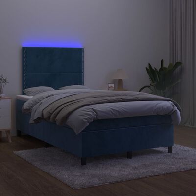 vidaXL Letto a Molle con Materasso e LED Blu Scuro 120x200cm