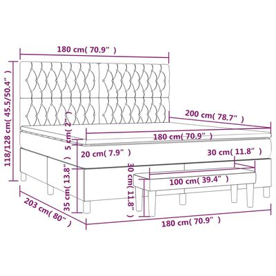 vidaXL Giroletto a Molle con Materasso Marrone Scuro 180x200cm Tessuto