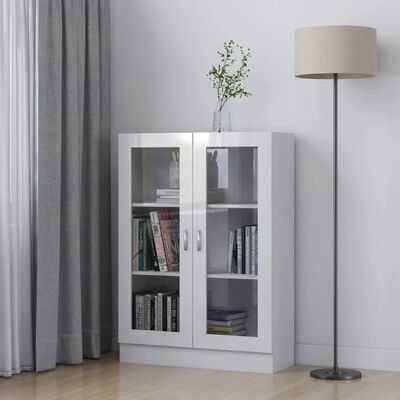 vidaXL Armadietto Vetrina Bianco Lucido 82,5x30,5x115 cm Multistrato