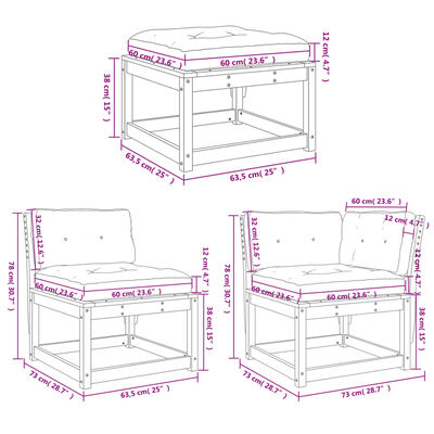 vidaXL Set Divani Giardino 7 pz con Cuscini Legno Massello di Douglas