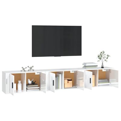 vidaXL Mobili Porta TV a Parete 3 pz Bianco Lucido 80x34,5x40 cm