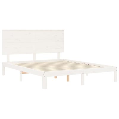 vidaXL Giroletto con Testiera Bianco King Size in Legno Massello