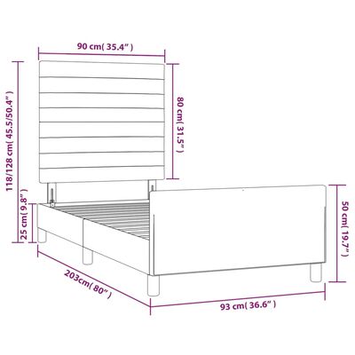 vidaXL Giroletto con Testiera Marrone Scuro 90x200 cm in Tessuto