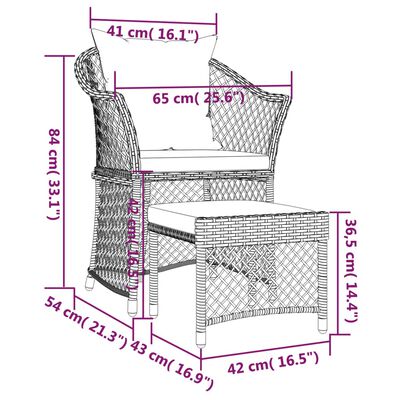 vidaXL Set da Giardino 2 pz con Cuscini Nero in Polyrattan