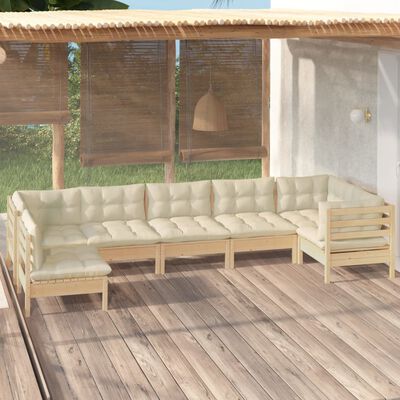 vidaxL Set Salotto da Giardino 7pz con Cuscini Crema in Legno di Pino