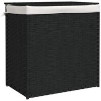 vidaXL Cesto Portabiancheria 2 Sezioni Nero 53x35x57 cm Polyrattan