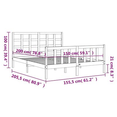 vidaXL Giroletto con Testiera King Size in Legno Massello