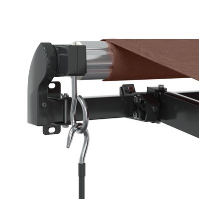 vidaXL Tenda da Sole Retrattile Manuale con LED Marrone 400x350 cm