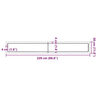 vidaXL Ripiano Muro Marrone 220x30x(2-6) cm Massello Rovere Trattato