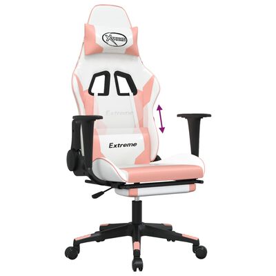 vidaXL Sedia da Gaming con Poggiapiedi Bianco e Rosa in Similpelle