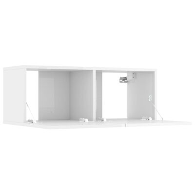 vidaXL Mobili Porta TV 2pz Bianco Lucido 80x30x30 cm Legno Multistrato