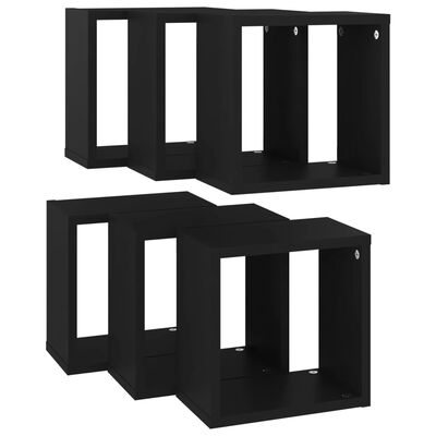 vidaXL Mensole Parete a Cubo 6 pz Nero 26x15x26 cm