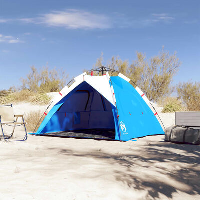 vidaXL Tenda da Spiaggia 3Persone Azzurro Rilascio Rapido Impermeabile