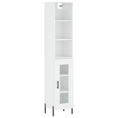 vidaXL Credenza 34,5x34x180 cm in Legno Multistrato Bianco Lucido