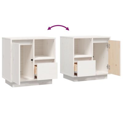 vidaXL Comodino Bianco 50x34x50 cm in Legno Massello di Pino