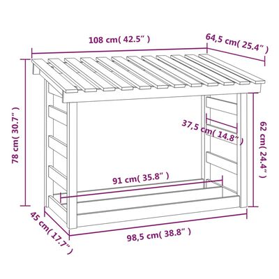 vidaXL Portalegna Bianco 108x64,5x78 cm in Legno Massello di Pino