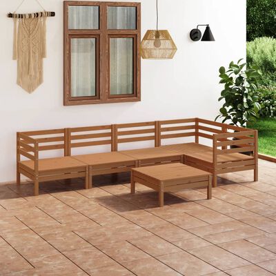 vidaXL Set Salotto da Giardino 6 pz in Legno Massello di Pino Ambra