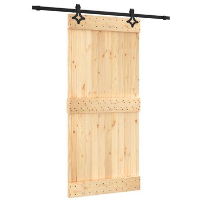 vidaXL Porta Scorrevole con Set Hardware 95x210 cm Legno Massello Pino