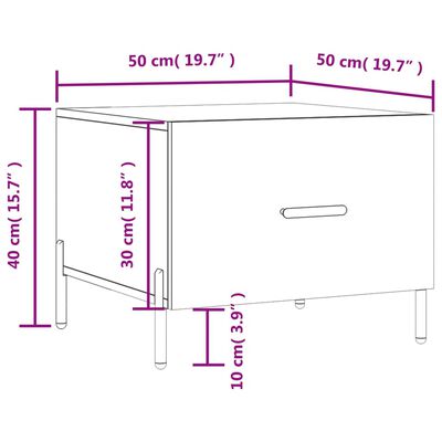 vidaXL Tavolino da Salotto Grigio Sonoma 50x50x40 cm Legno Multistrato