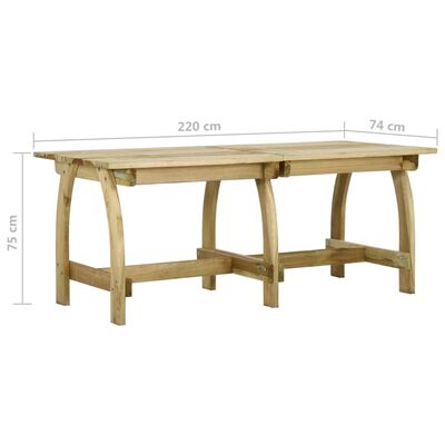 vidaXL Tavolo da Giardino 220x74x75 cm in Legno di Pino Impregnato