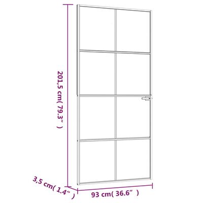 vidaXL Porta Interna Bianca 93x201,5cm Vetro Temperato Alluminio Slim