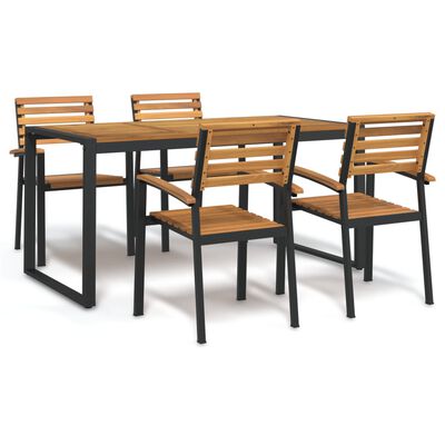 vidaXL Set Pranzo da Giardino 5 pz Legno Massello di Acacia e Metallo