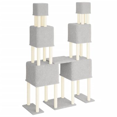 vidaXL Albero per Gatti con Tiragraffi in Sisal Grigio Chiaro 199 cm