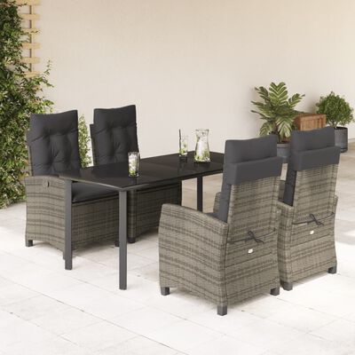 vidaXL Set da Pranzo da Giardino 5 pz con Cuscini in Polyrattan Grigio