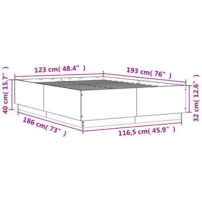 vidaXL Giroletto con Luci LED Nero 120x190 cm in Legno Multistrato