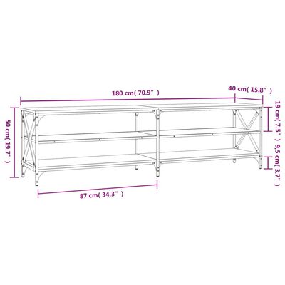 vidaXL Mobile TV Grigio Sonoma 180x40x50 cm in Legno Multistrato