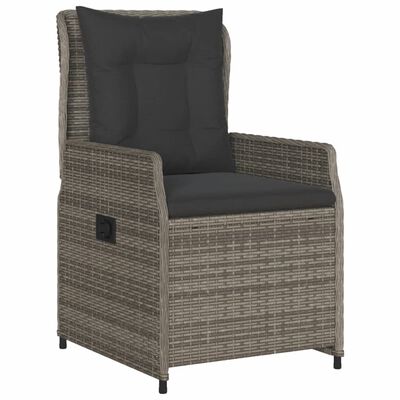 vidaXL Set da Bistrò 3 pz con Cuscini Grigio in Polyrattan