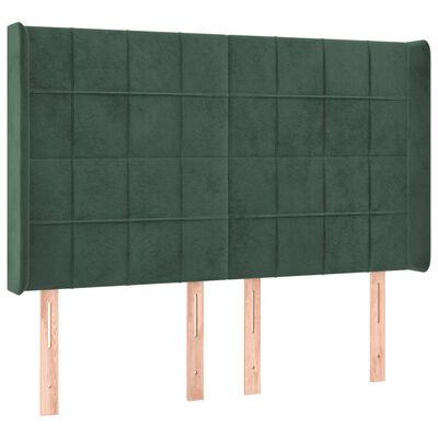 vidaXL Letto a Molle con Materasso e LED Verde Scuro 140x190cm Velluto