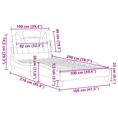 vidaXL Giroletto con Testiera Cappuccino 100x200 cm in Similpelle